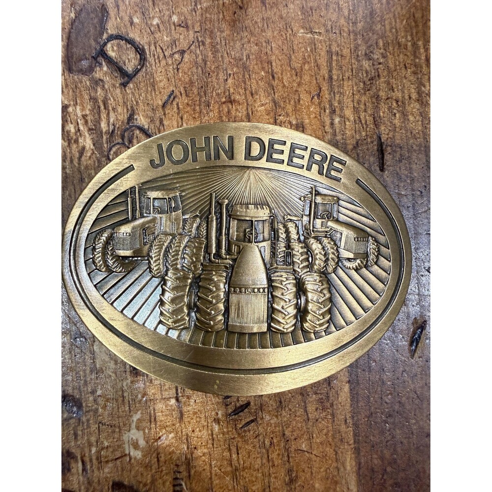 Vintage 1981 John Deere 4WD Tractors Brass Belt Buckle Deere & Company Moline IL
